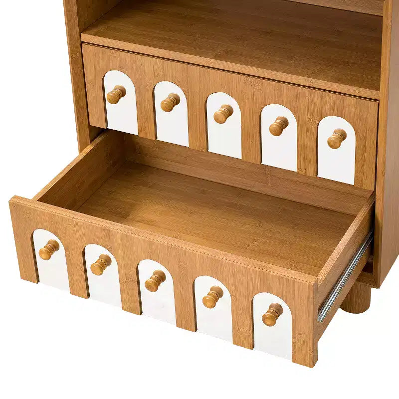 Table de chevet avec 2 tiroirs, façades miroir et station de charge intégrée