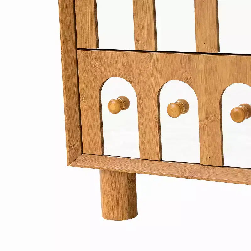 Table de chevet avec 2 tiroirs, façades miroir et station de charge intégrée