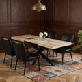 Table à manger extensible avec pieds en métal et plateau en MDF, 240/200/160x90x75cm, finition noyer, pour usages multiples
