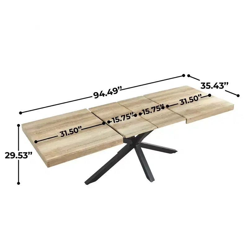 Table à manger extensible avec pieds en métal et plateau en MDF, 240/200/160x90x75cm, finition noyer, pour usages multiples