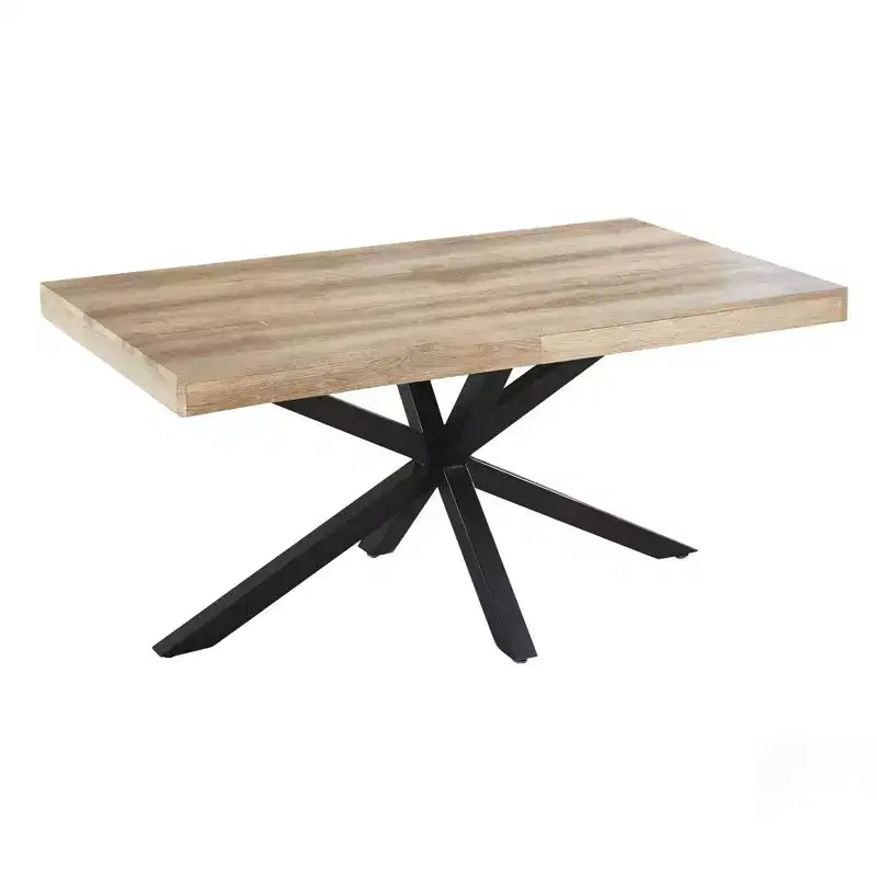 Table à manger extensible avec pieds en métal et plateau en MDF, 240/200/160x90x75cm, finition noyer, pour usages multiples