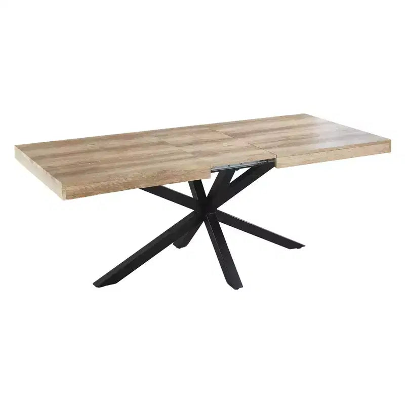 Table à manger extensible avec pieds en métal et plateau en MDF, 240/200/160x90x75cm, finition noyer, pour usages multiples