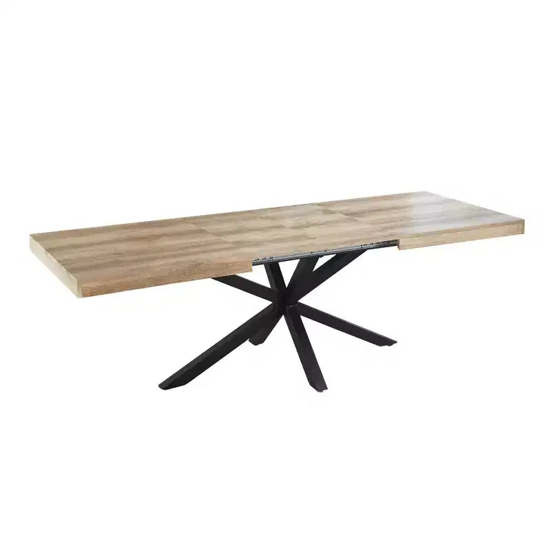 Table à manger extensible avec pieds en métal et plateau en MDF, 240/200/160x90x75cm, finition noyer, pour usages multiples