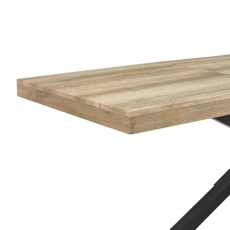 Table à manger extensible avec pieds en métal et plateau en MDF, 240/200/160x90x75cm, finition noyer, pour usages multiples
