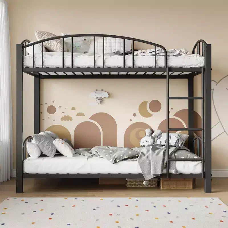 Lit superposé double en métal robuste – Cadre en acier solide et garde-corps arqué – Échelle sécurisée, gain de place, mobilier de chambre moderne