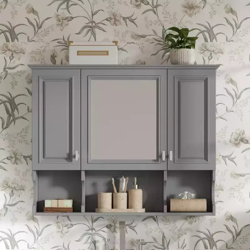 35 armoires de toilette murales modernes avec miroir et 3 étagères ouvertes