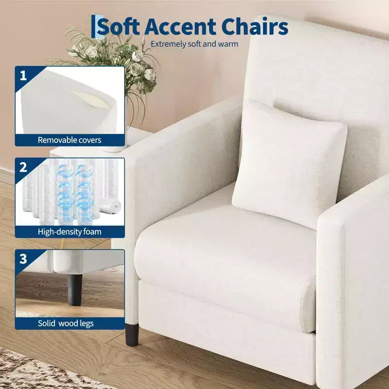 Lounge Sofa  A modern single upholstered chair suitable for living room or bedroom, featuring a mid-century wooden frame, comfortable and compact.