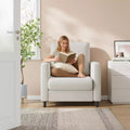 Canapé lounge Une chaise rembourrée moderne adaptée au salon ou à la chambre, dotée d'un cadre en bois de style milieu de siècle, confortable et compact.