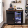 Meuble de bar à café avec espace pour mini-réfrigérateur, support pour mini-réfrigérateur, armoire à alcool et à vin pour dortoir