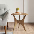 GDFStudio Calder Triangle Wood Side Table with Cross Base