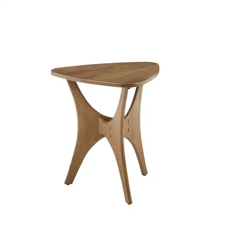 Table d'appoint triangulaire en bois avec piétement croisé