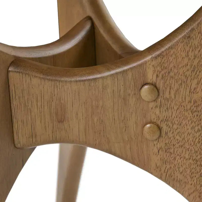 Table d'appoint triangulaire en bois avec piétement croisé