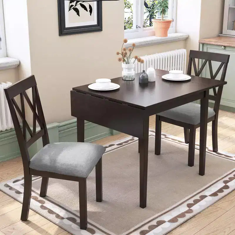 Table de salle à manger extensible 29-45 avec rallonges et pieds en bois d'hévéa
