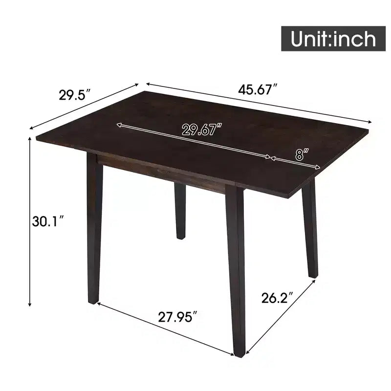 Table de salle à manger extensible 29-45 avec rallonges et pieds en bois d'hévéa