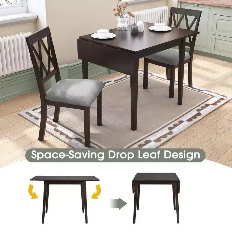 Table de salle à manger extensible 29-45 avec rallonges et pieds en bois d'hévéa