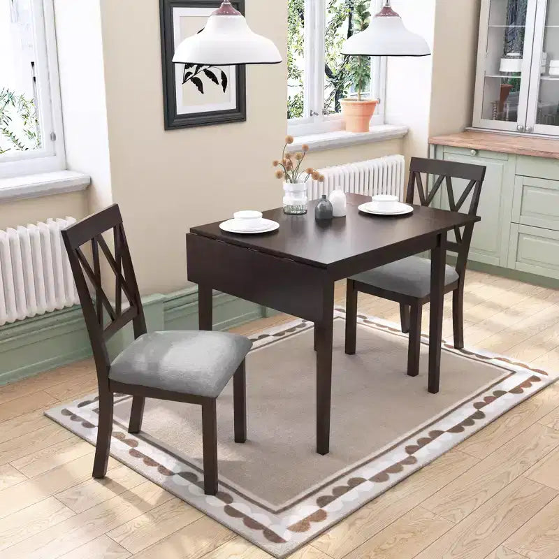 Table de salle à manger extensible 29-45 avec rallonges et pieds en bois d'hévéa