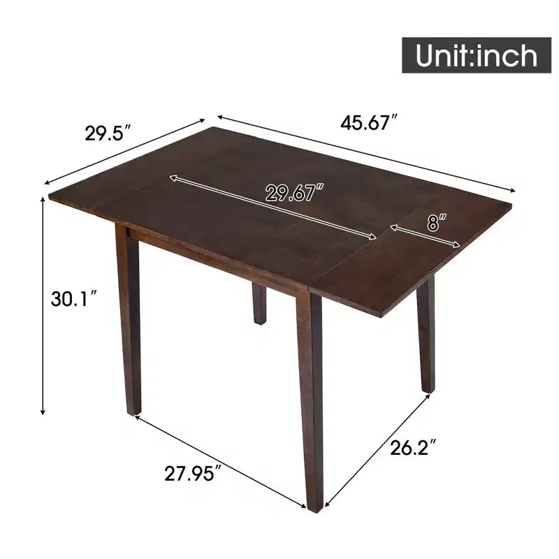 Table de salle à manger extensible 29-45 avec rallonges et pieds en bois d'hévéa