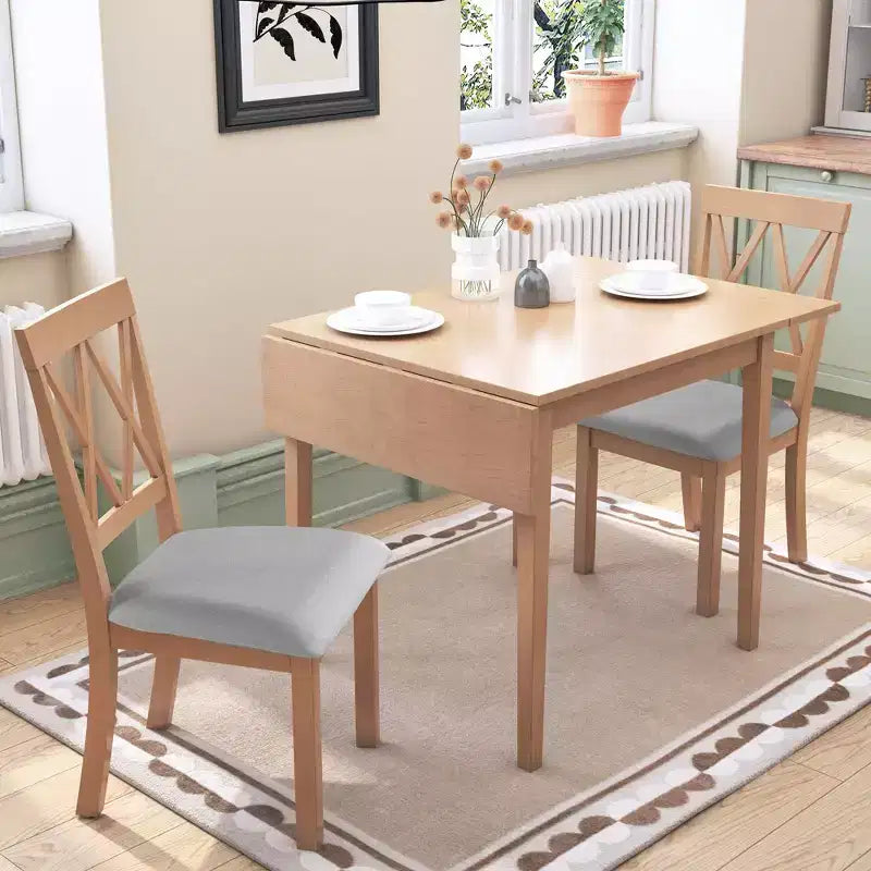 Table de salle à manger extensible 29-45 avec rallonges et pieds en bois d'hévéa