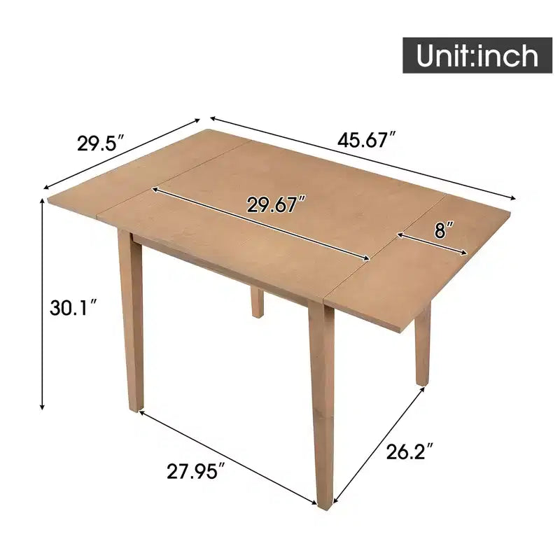 Table de salle à manger extensible 29-45 avec rallonges et pieds en bois d'hévéa