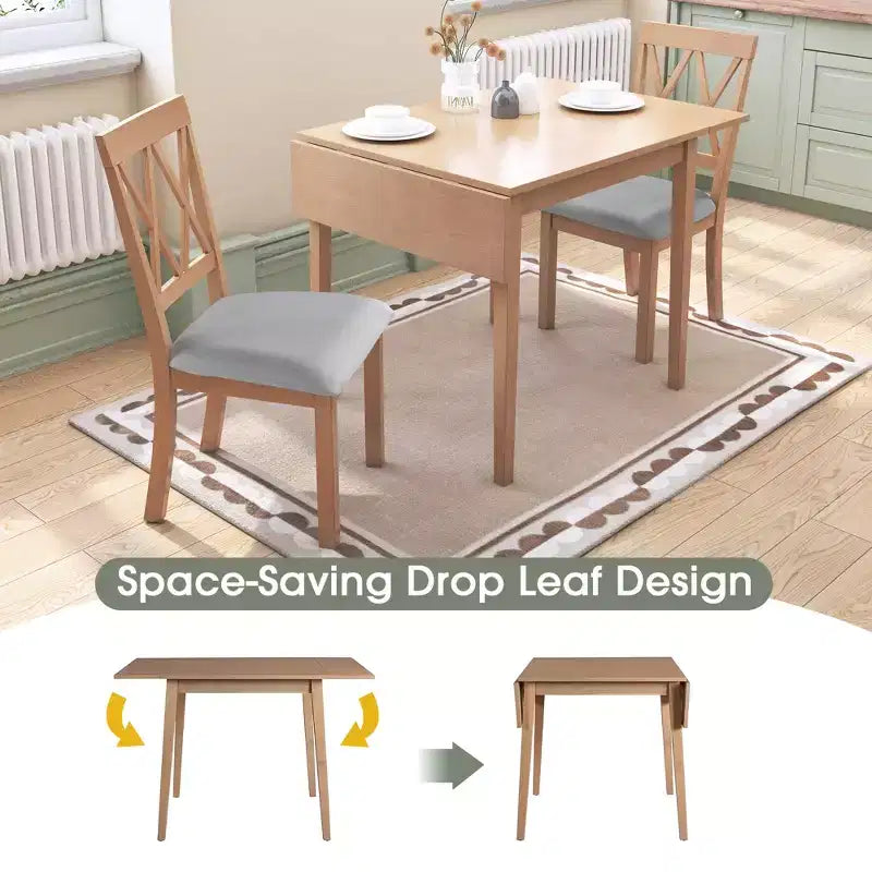 Table de salle à manger extensible 29-45 avec rallonges et pieds en bois d'hévéa