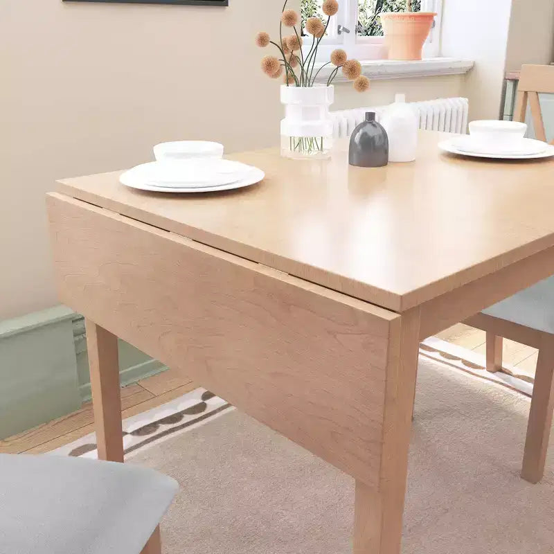 Table de salle à manger extensible 29-45 avec rallonges et pieds en bois d'hévéa
