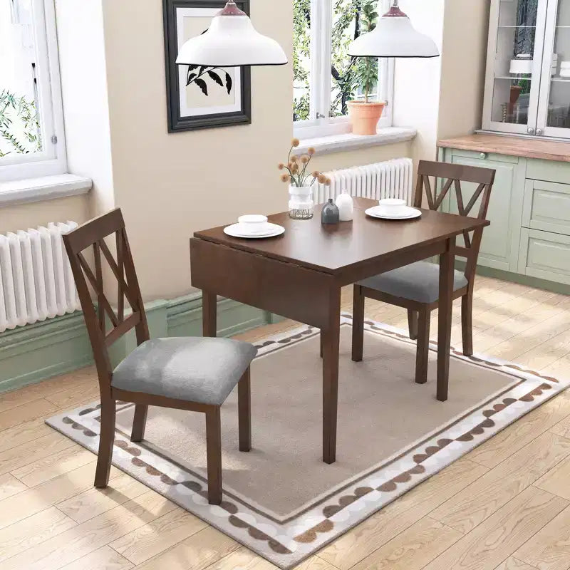 Table de salle à manger extensible 29-45 avec rallonges et pieds en bois d'hévéa