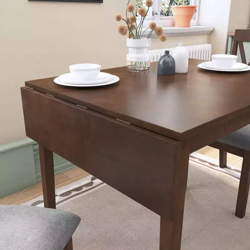 Table de salle à manger extensible 29-45 avec rallonges et pieds en bois d'hévéa