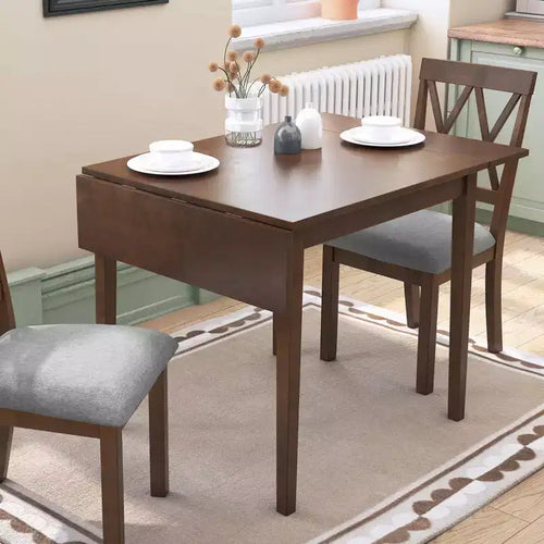 29-45 Extendable Dining Table with Folding Leaves and Rubberwood Legs