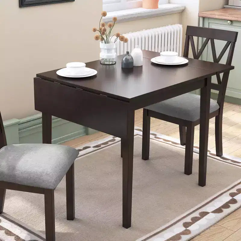 Table de salle à manger extensible 29-45 avec rallonges et pieds en bois d'hévéa