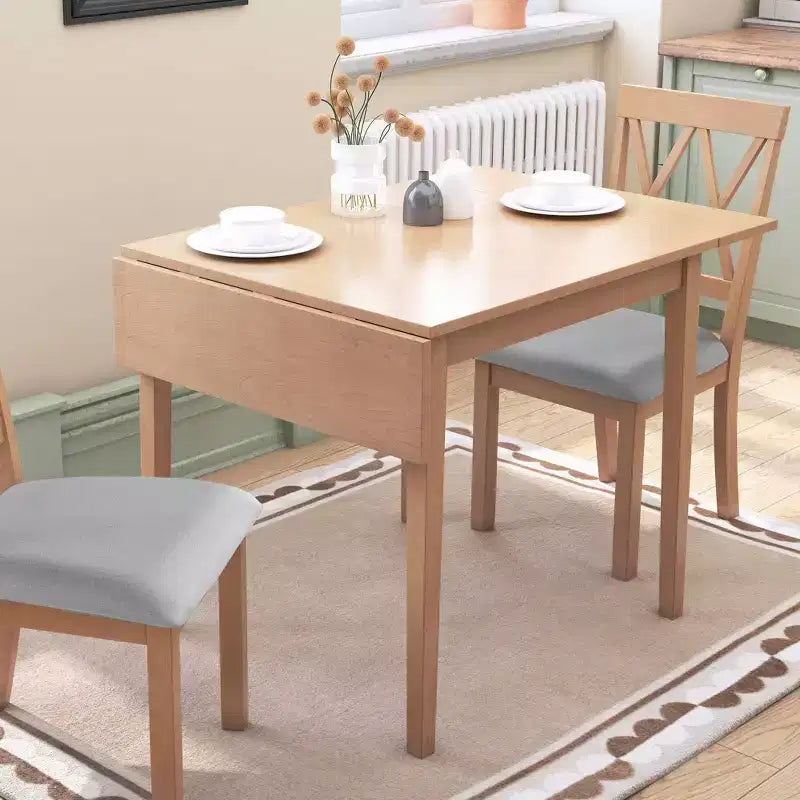 Table de salle à manger extensible 29-45 avec rallonges et pieds en bois d'hévéa