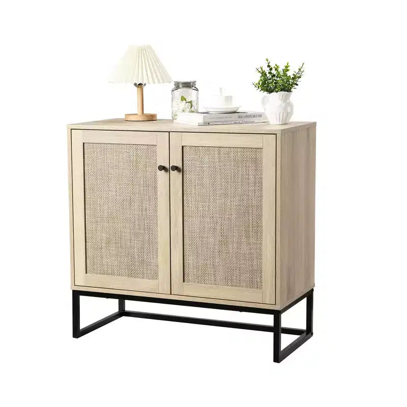 Meuble, Buffet en rotin avec portes décoratives