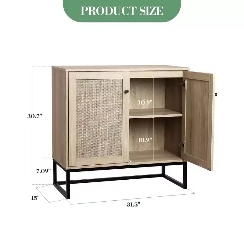 Meuble, Buffet en rotin avec portes décoratives