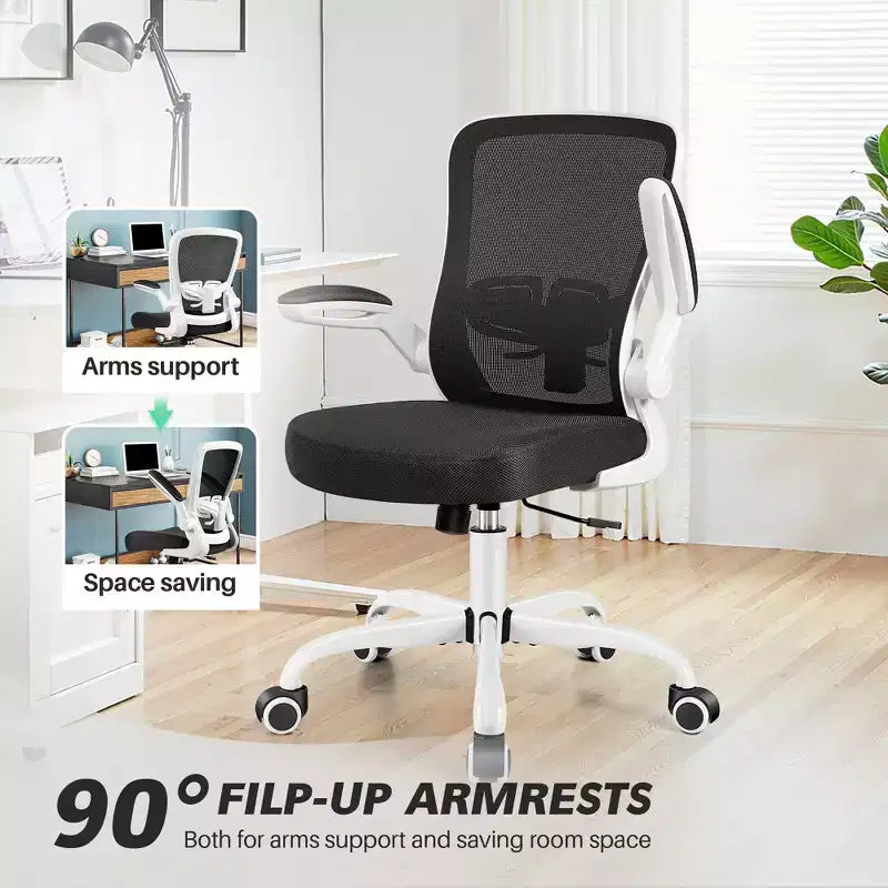 Chaise de bureau ergonomique, Chaise d'ordinateur en maille, avec support lombaire, Accoudoirs rotatifs et réversibles, Réglable en hauteur