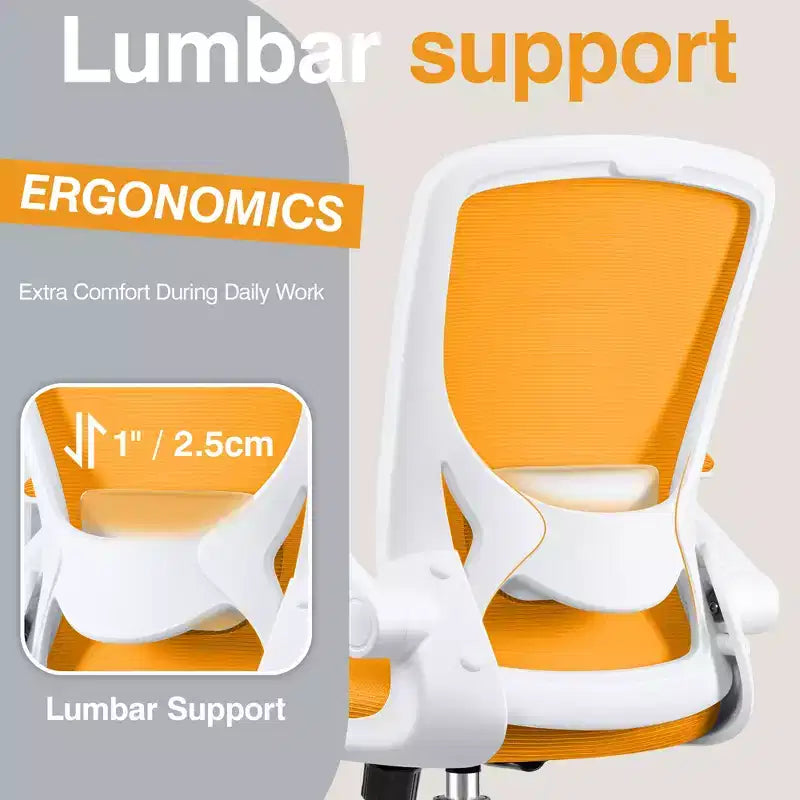Chaise de bureau ergonomique, Chaise d'ordinateur en maille, avec support lombaire, Accoudoirs rotatifs et réversibles, Réglable en hauteur