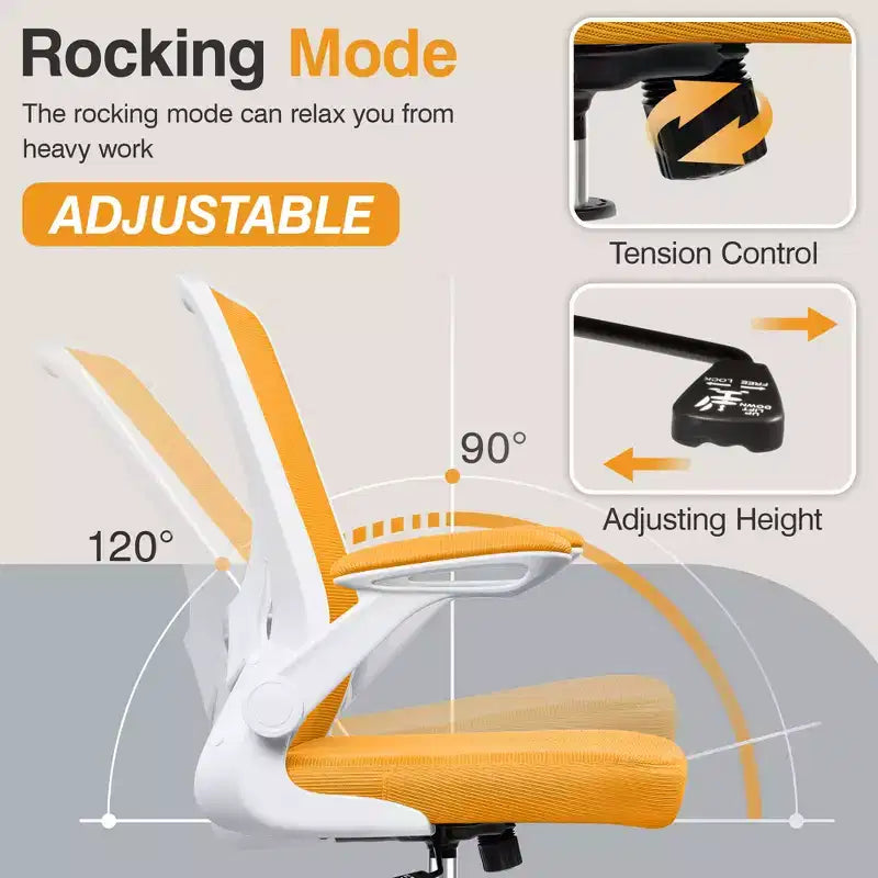 Chaise de bureau ergonomique, Chaise d'ordinateur en maille, avec support lombaire, Accoudoirs rotatifs et réversibles, Réglable en hauteur