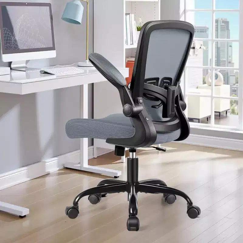 Chaise de bureau ergonomique, Chaise d'ordinateur en maille, avec support lombaire, Accoudoirs rotatifs et réversibles, Réglable en hauteur