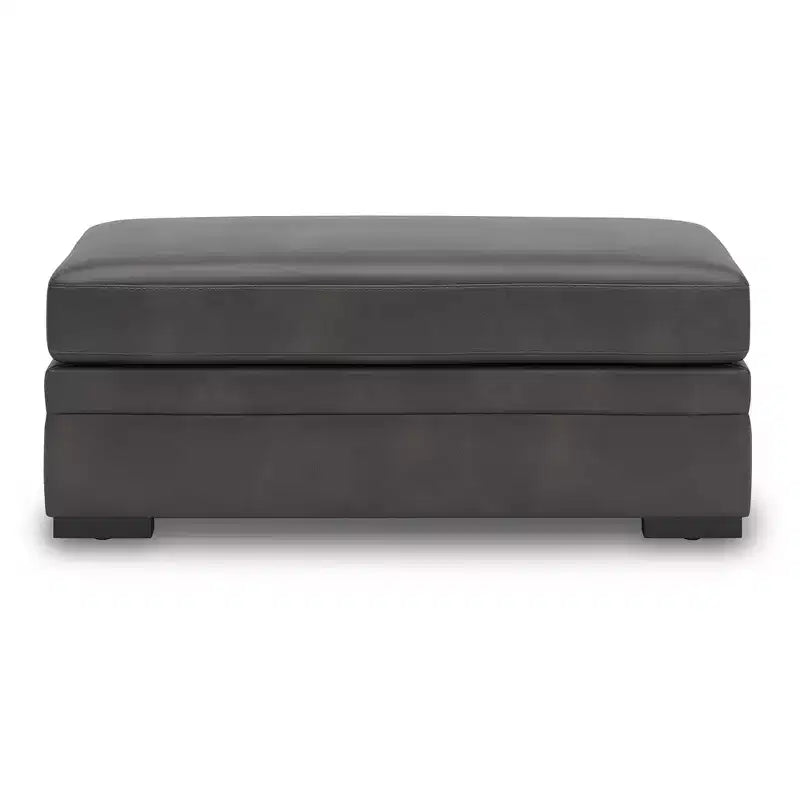 Grand pouf d'appoint, Revêtement en similicuir suédé ultra doux, Gris ombre