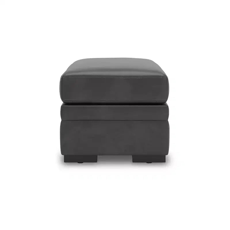 Grand pouf d'appoint, Revêtement en similicuir suédé ultra doux, Gris ombre