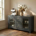 54.4 Modern Buffet Sideboard with 2 Glass Doors &amp; 3 Drawers,Versatile Storage Cabinet, Coffee Bar, TV Stand for Living Room, Kitchen, Dining Room