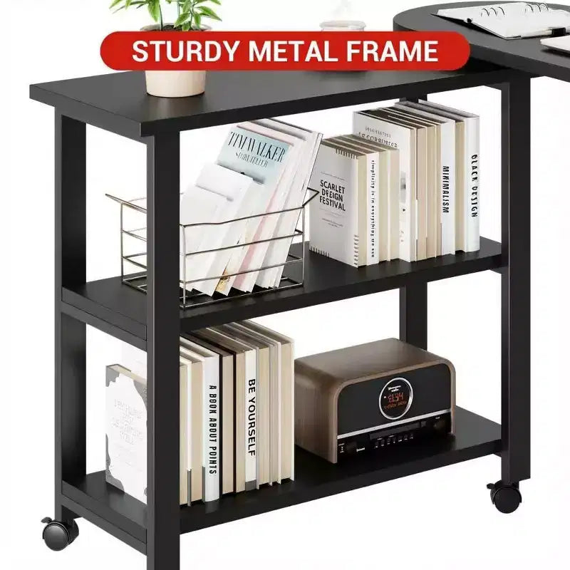 Table d'appoint pivotante à 360° pour canapé, table basse mobile à 2 niveaux, poche de rangement supplémentaire, 6 roulettes pivotantes verrouillables, polyvalente pour salon, chambre à coucher