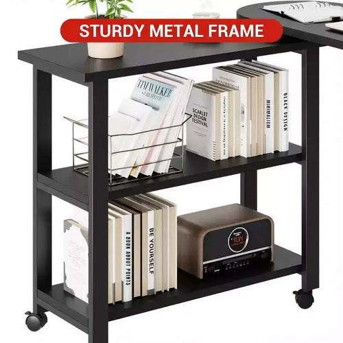 Table d'appoint pivotante à 360° pour canapé, table basse mobile à 2 niveaux, poche de rangement supplémentaire, 6 roulettes pivotantes verrouillables, polyvalente pour salon, chambre à coucher
