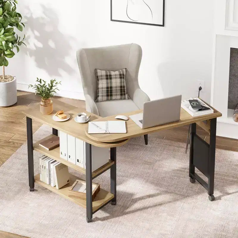 Table d'appoint pivotante à 360° pour canapé, table basse mobile à 2 niveaux, poche de rangement supplémentaire, 6 roulettes pivotantes verrouillables, polyvalente pour salon, chambre à coucher