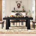 Table à manger rectangulaire moderne de 160 cm avec pieds coniques robustes, noire, pour salle à manger