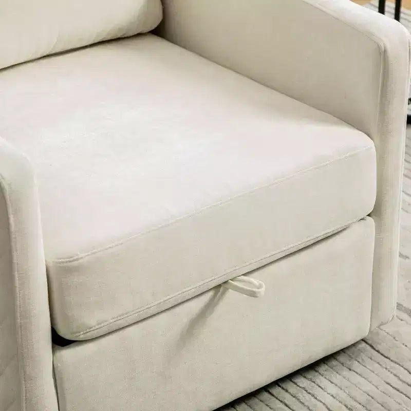 Fauteuil pivotant carré rembourré moderne de 75 cm avec rangement dissimulé
