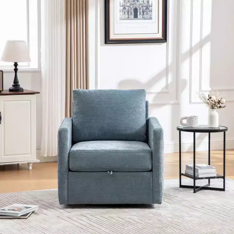 Fauteuil pivotant carré rembourré moderne de 75 cm avec rangement dissimulé