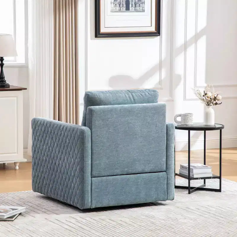Fauteuil pivotant carré rembourré moderne de 75 cm avec rangement dissimulé