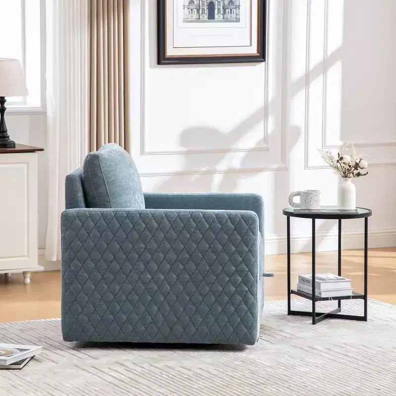 Fauteuil pivotant carré rembourré moderne de 75 cm avec rangement dissimulé