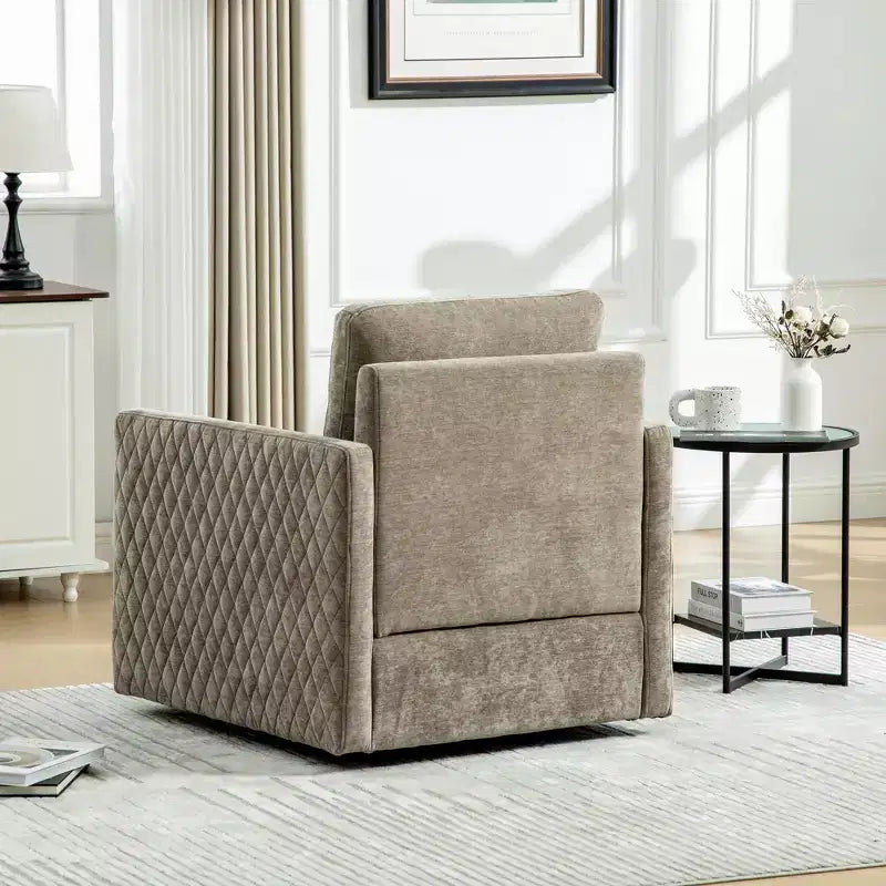 Fauteuil pivotant carré rembourré moderne de 75 cm avec rangement dissimulé