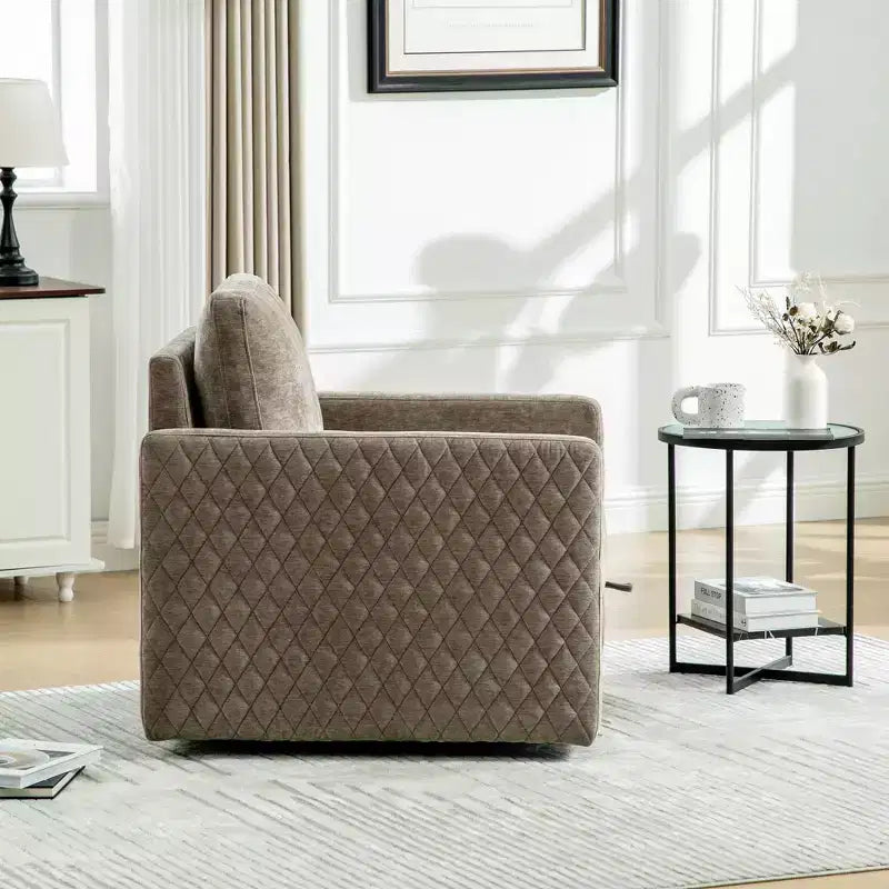 Fauteuil pivotant carré rembourré moderne de 75 cm avec rangement dissimulé