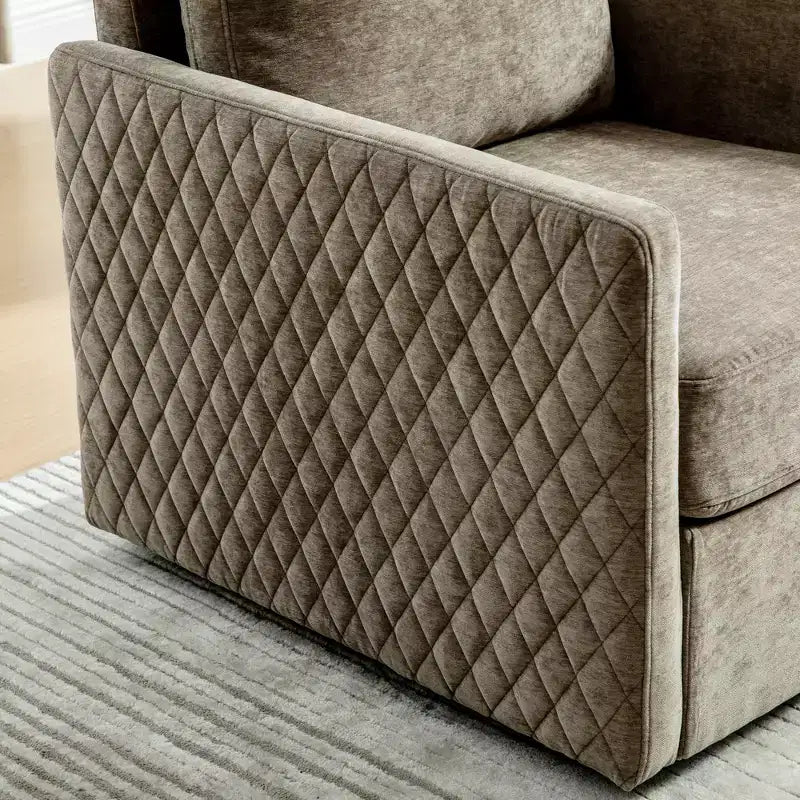 Fauteuil pivotant carré rembourré moderne de 75 cm avec rangement dissimulé
